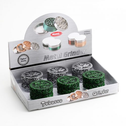 ATOMIC GRINDER WOOD TRITATABACCO IN METALLO 3 PARTI DECORATO MARIJUANA MARI-KA' - immagine 2