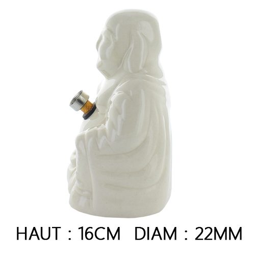 BONG IN CERAMICA BUDDHA BIANCO, 16 cm, MARI-KA' - immagine 2