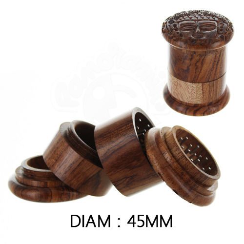 GRINDER IN LEGNO 4 PARTI A TESTA DI BUDDHA 50 mm, MARI-KA'