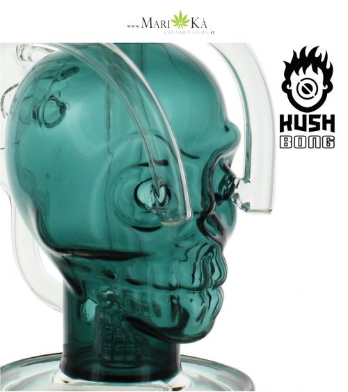 KUSH BONG IN VETRO PERCOLATOR "TESCHIO" VERDE - immagine 3