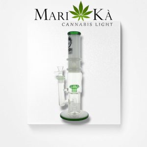 KUSH BONG IN VETRO PERCOLATOR BIANCO E VERDE