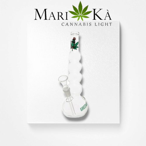 BONG IN VETRO CON FOGLIA DI MARIJUANA