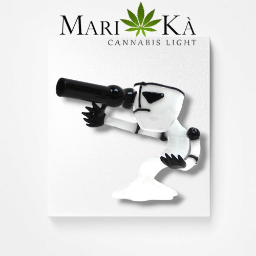 BONG IN VETRO ALIENO BIANCO CON BAZOOKA